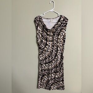 Calvin Klein Brown and Black Print Dress Size XS Sleeveless Knee Length